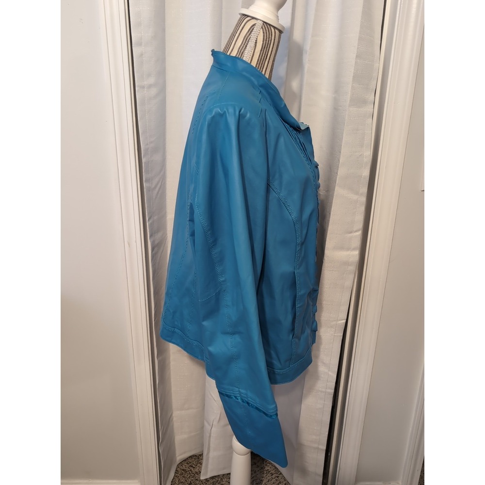 Vintage Y2K Terry Lewis Women's Blue Leather Jacket Size XL - Picture 5 of 13